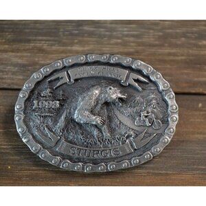 1993 Motorcycle Rally Pin Pewter Sturgis SD Hills Biker Lapel Gear Badge Bear